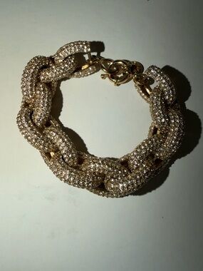 Stunning J. Crew Gold-Tone Pave Crystal Chunky Link Bracelet